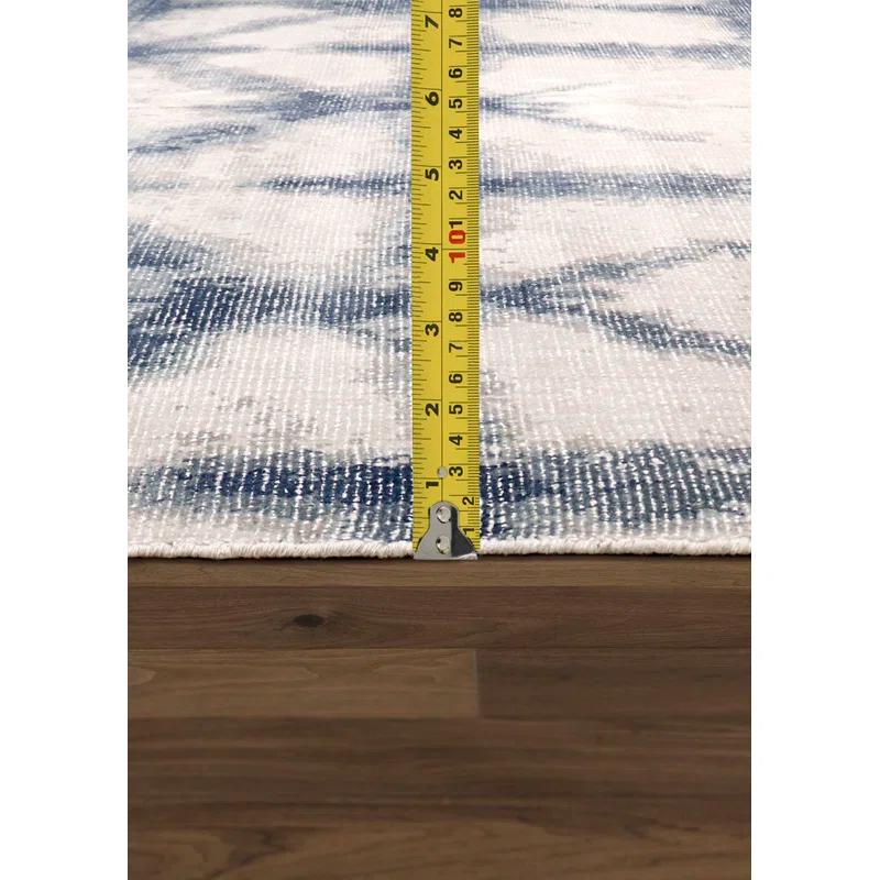 Pasargad Shibori Geometric Hand Loomed Cotton Beige/Blue Area Rug | Wayfair