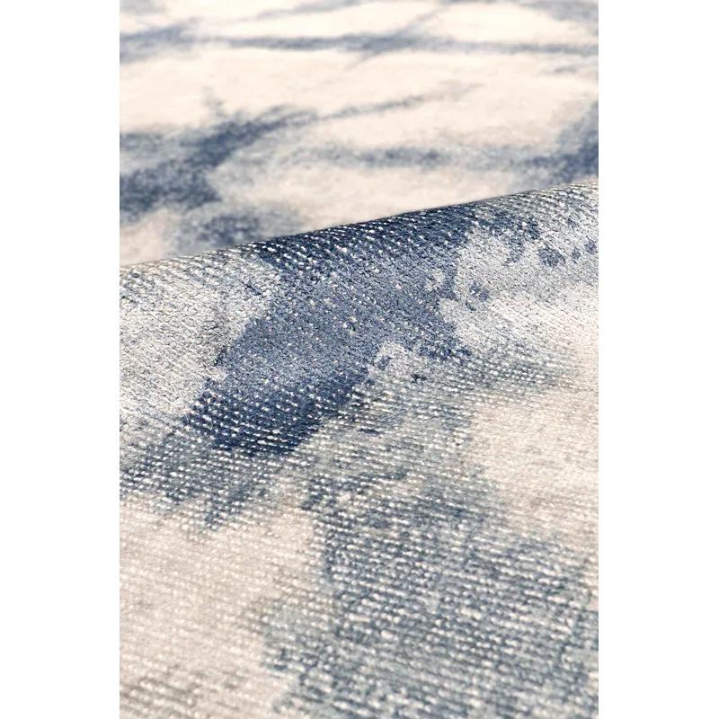 Pasargad Shibori Geometric Hand Loomed Cotton Beige/Blue Area Rug | Wayfair
