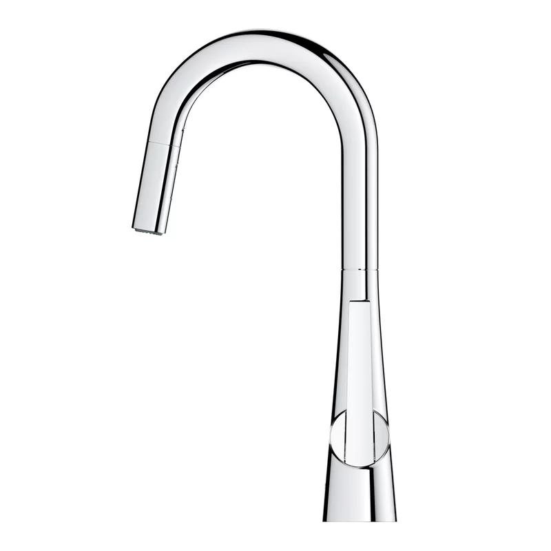 Sleek Euro-Style 15.5" Chrome Pull-Down Bar Faucet with Dual Spray