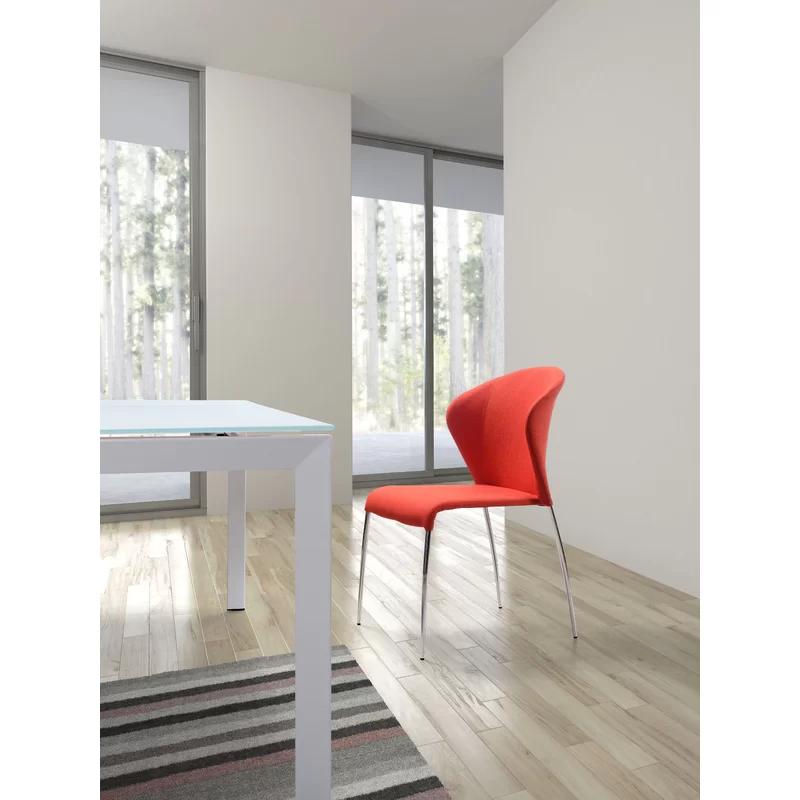 Oulu Tangerine Metal Upholstered Side Chair with Chrome Legs