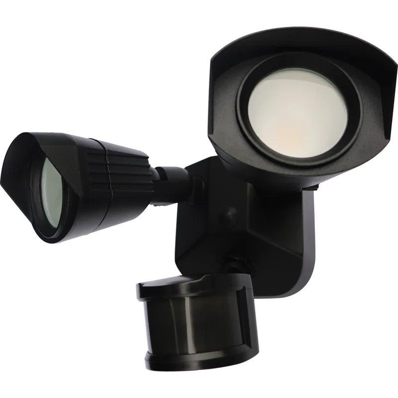 Adjustable Dual-Head LED Security Light in Black with Motion Sensor