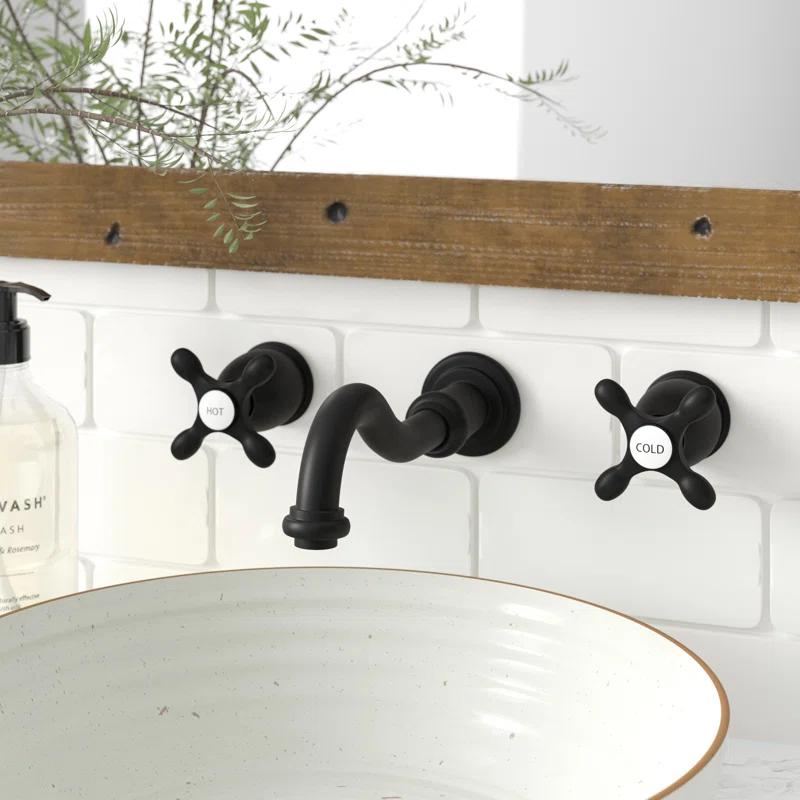 Kingston Brass Vintage Two-Handle 3-Hole Wall Mount Bathroom Faucet