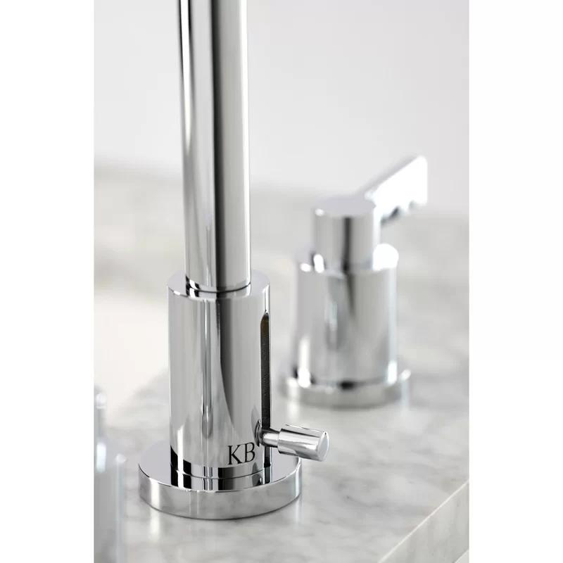 NuvoFusion Polished Chrome Widespread Bathroom Faucet with Brass Accents