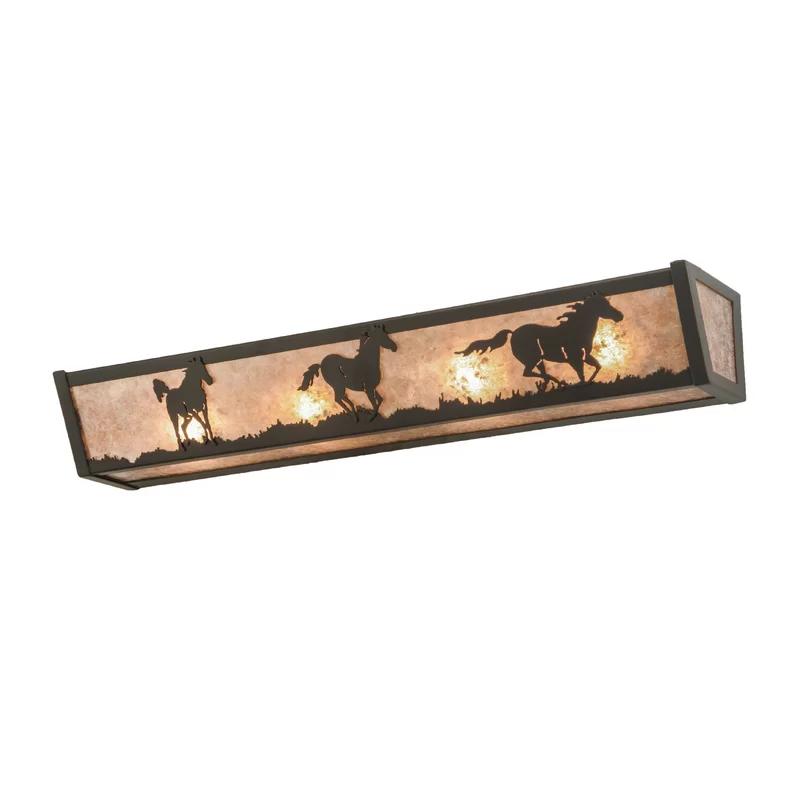 Wild Prairie 30" Bronze Frame Vanity Light with Silver Mica