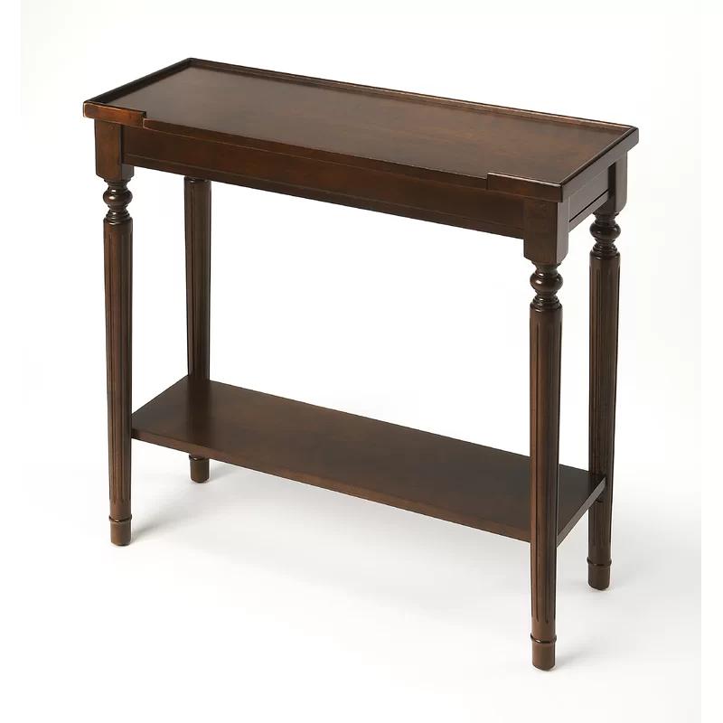Plantation Cherry Solid Wood Console Table with Storage Shelf
