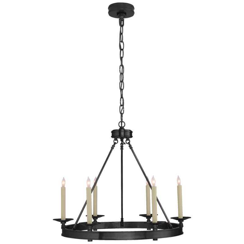 Regal Bronze Crystal Candle 6-Light Chandelier, 22" H x 27" W
