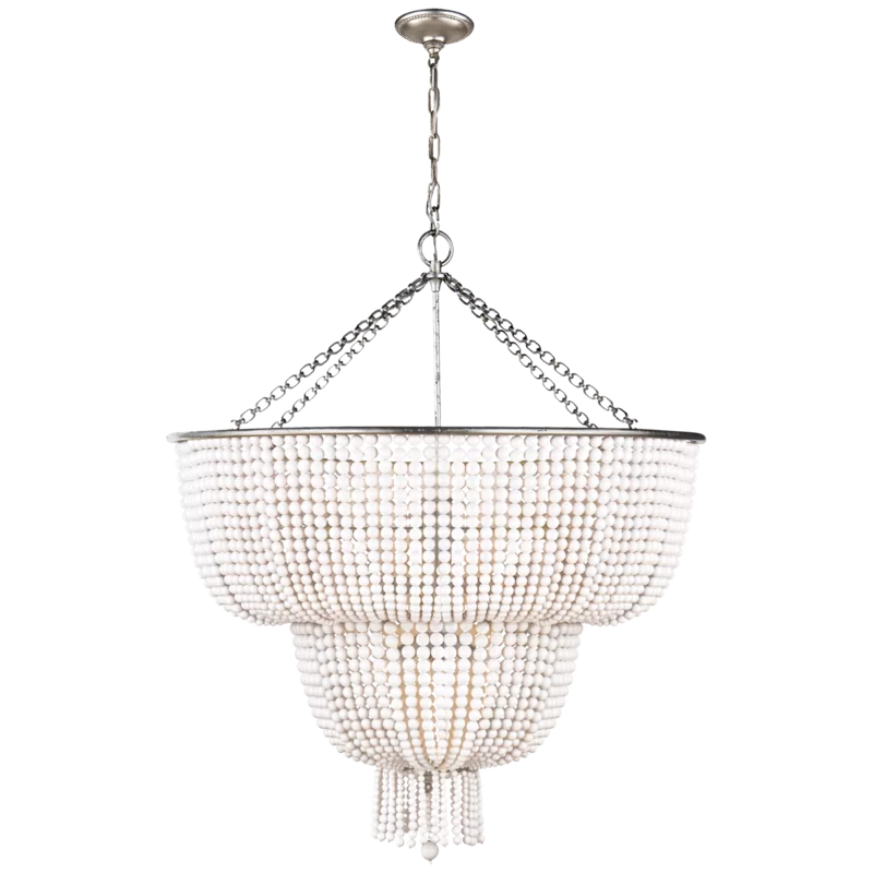 Jacqueline Burnished Silver Two-Tier 12-Light Beaded Chandelier