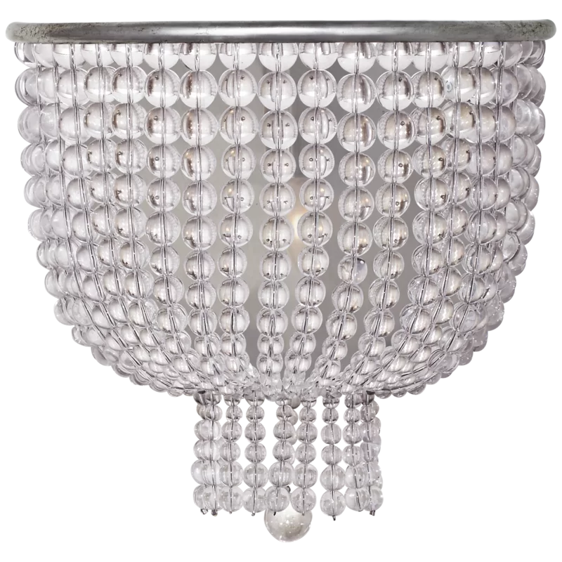 Jacqueline Waterfall Glass Bead 10'' Burnished Silver Sconce