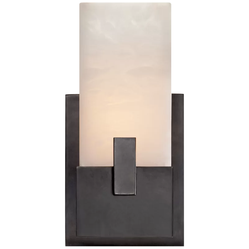 Alabaster Stone and Metal 10.75" Outdoor Sconce in Bronze and Black