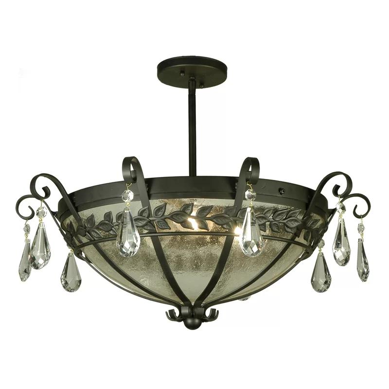 24" Crystal Nickel Indoor/Outdoor Semi-Flush Mount Light