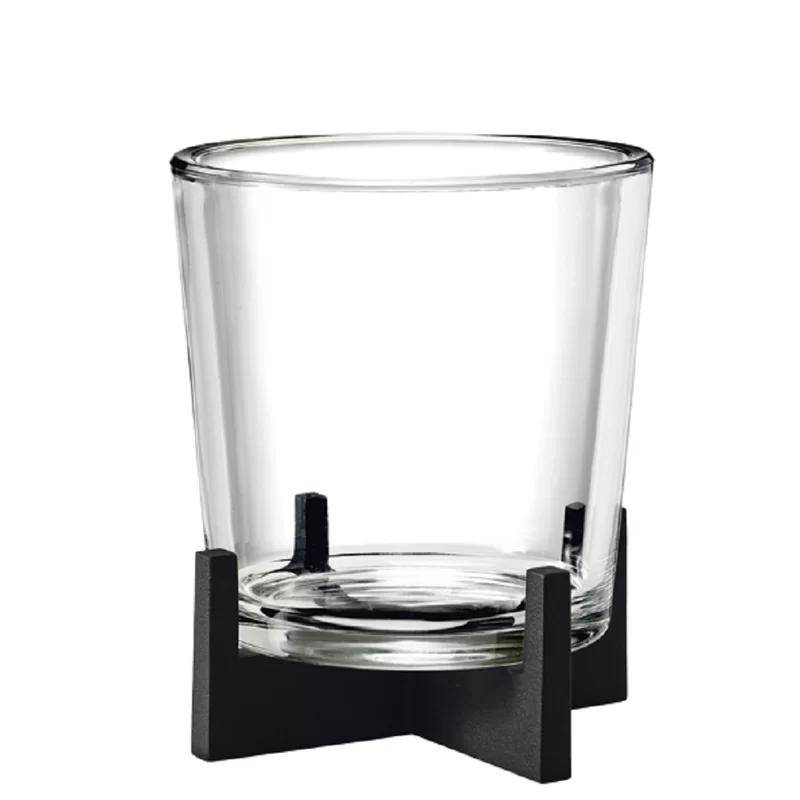 Nero Matte Black Powder-Coated Steel & Glass Votive Hurricane