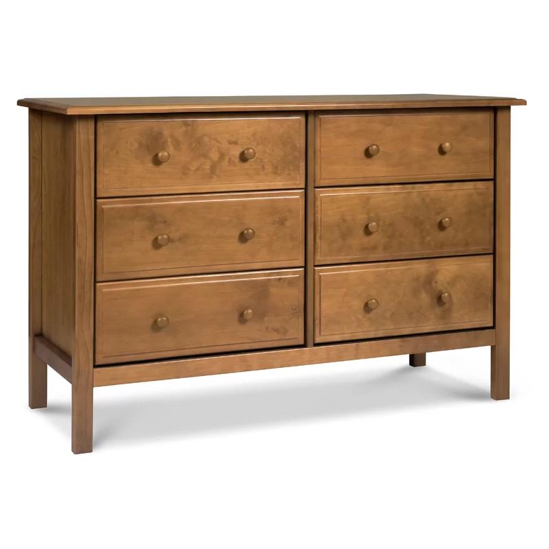 Chestnut Pine Wood 6-Drawer Double Dresser