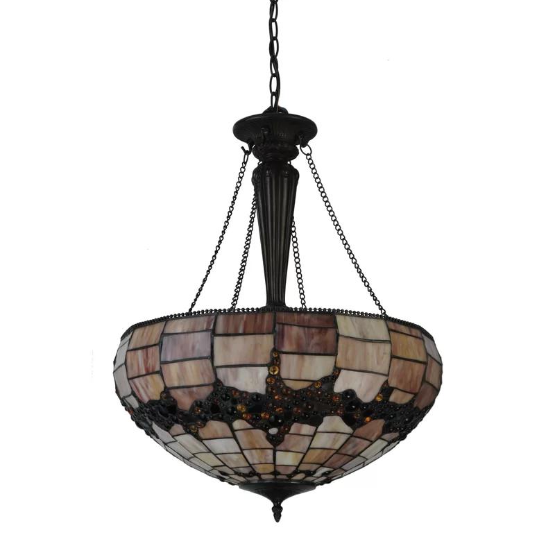 Black Glass 3-Light Indoor/Outdoor Bowl Pendant