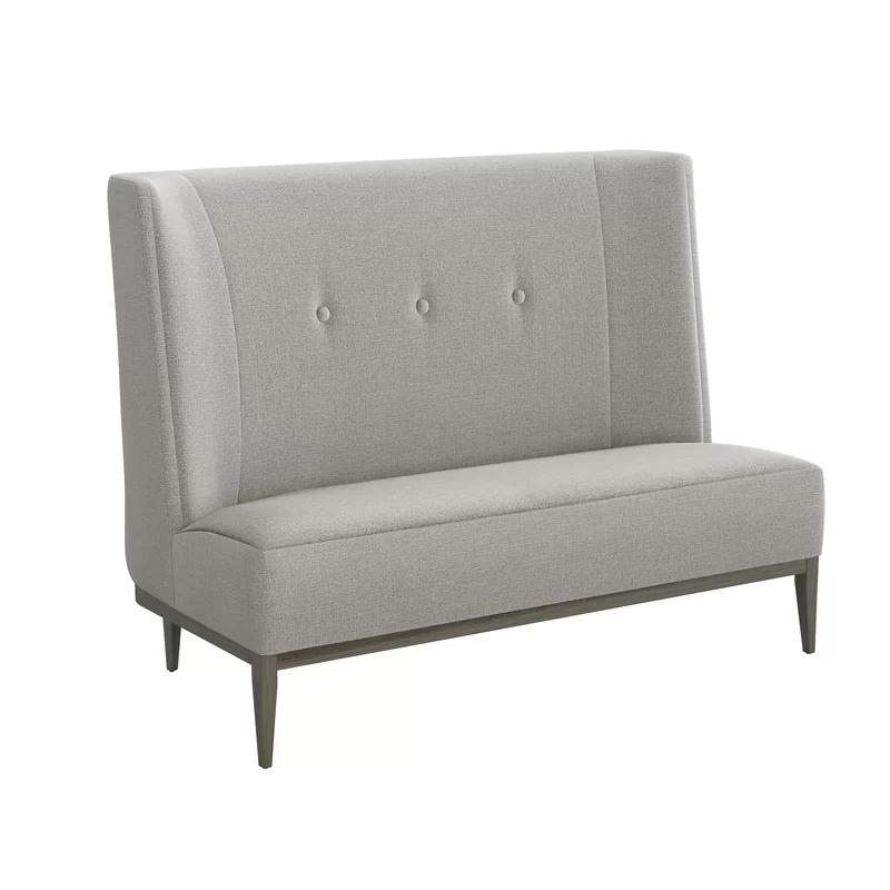 Elegant Gray 58'' Tufted Fabric Loveseat with Vintage Wood Legs