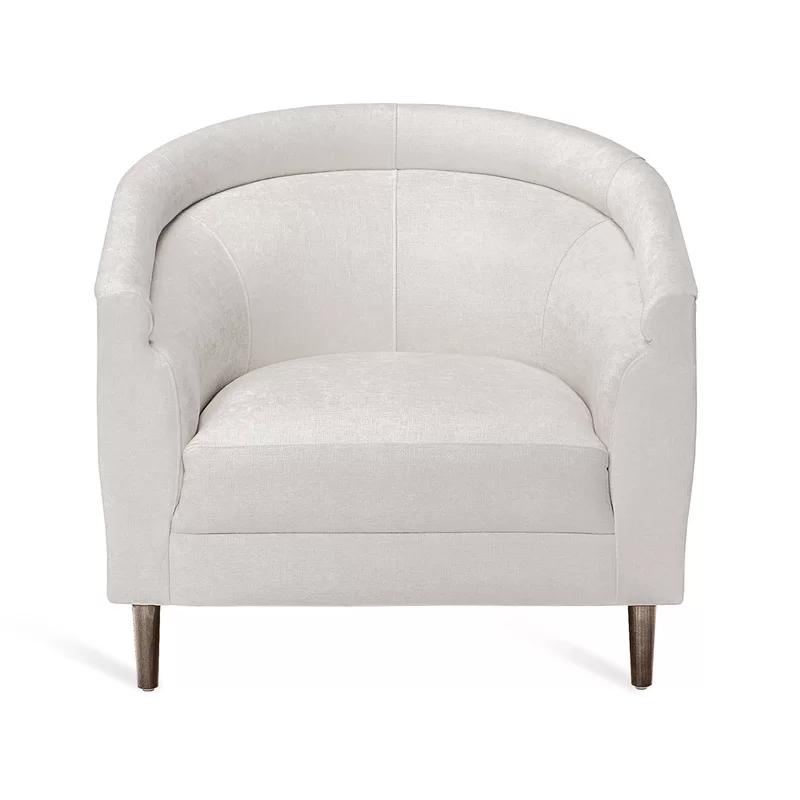 Capri Handcrafted Barrel Chair in Pearl Gray with Wood Accents