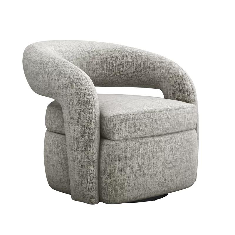 Targa Feather Finish Swivel Barrel Chair in Handcrafted Wood