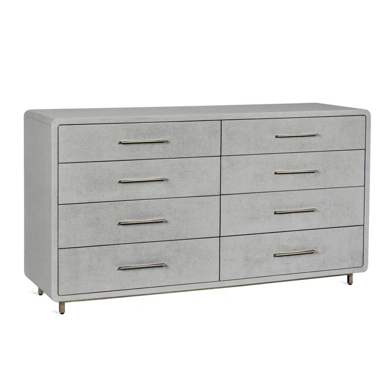 Mid-century Double 60'' Light Gray Chest with Champagne Silver Accents