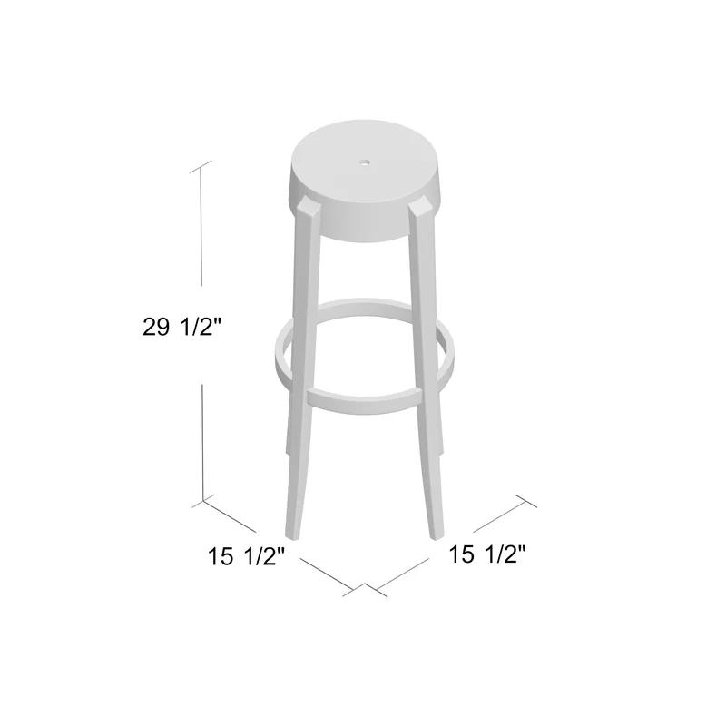 Luxe Opaque Glossy White Acrylic Backless Bar Stool, Set of 2
