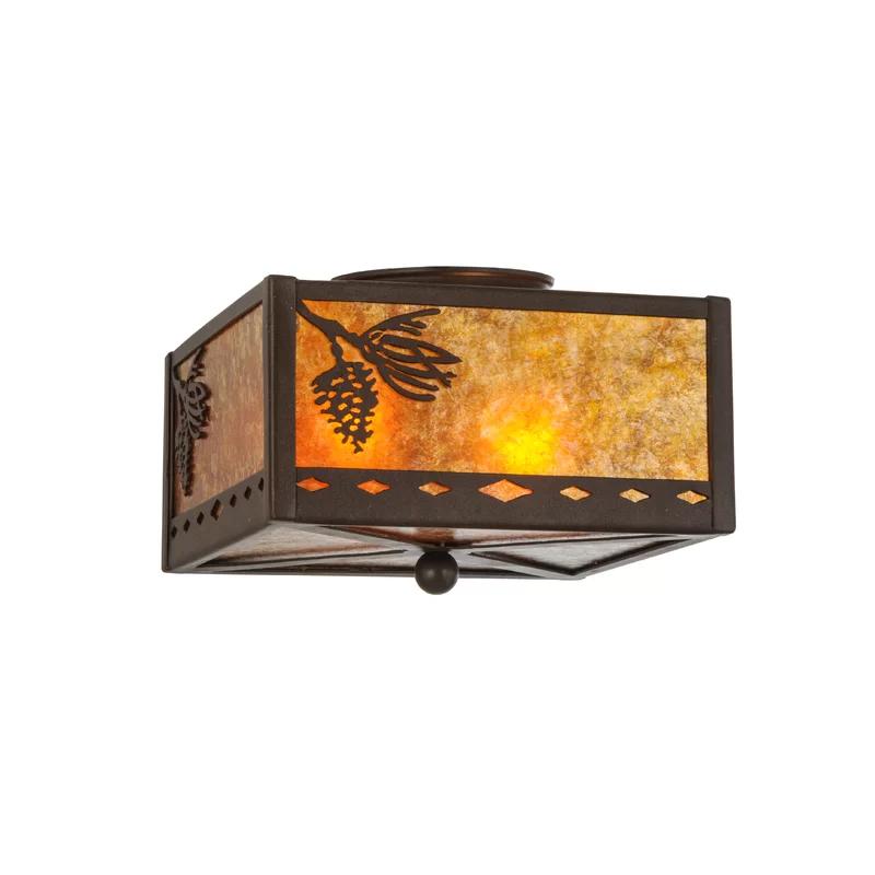 Bronze and Glass 14.5" Indoor/Outdoor Flushmount Light