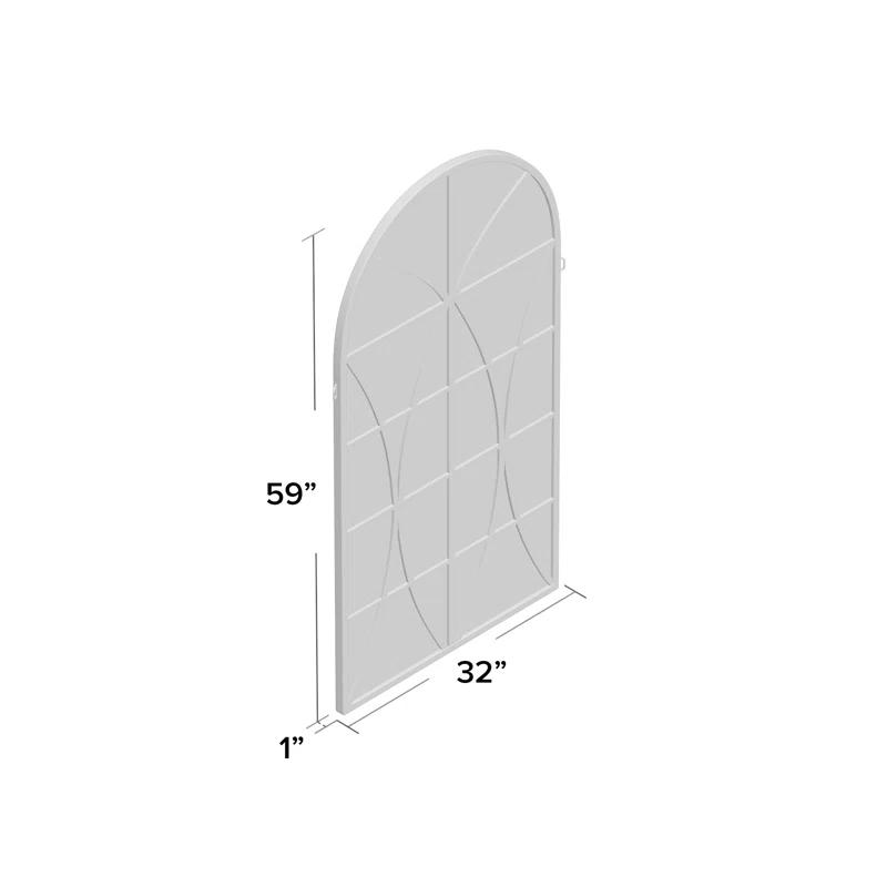 One Allium Way® Metal Window Pane Inspired Room Wall Mirror with Arched Top