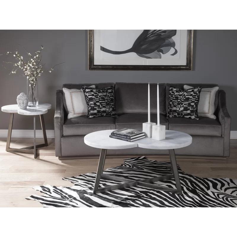 Aristo Contemporary Silver-White Marble & Metal Cocktail Table