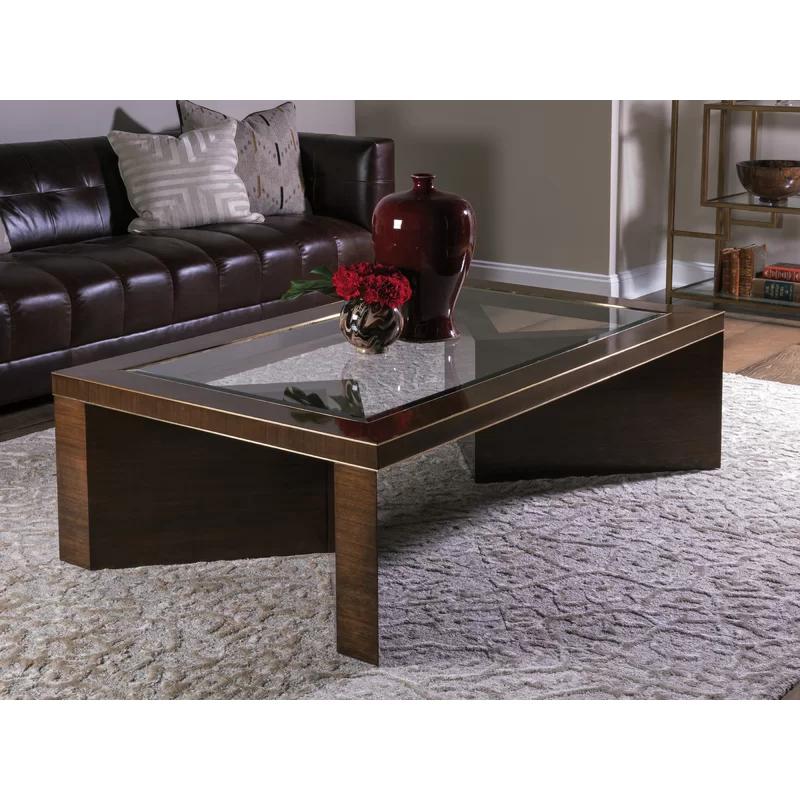 Marlowe 60'' Brown Walnut and Glass Transitional Cocktail Table