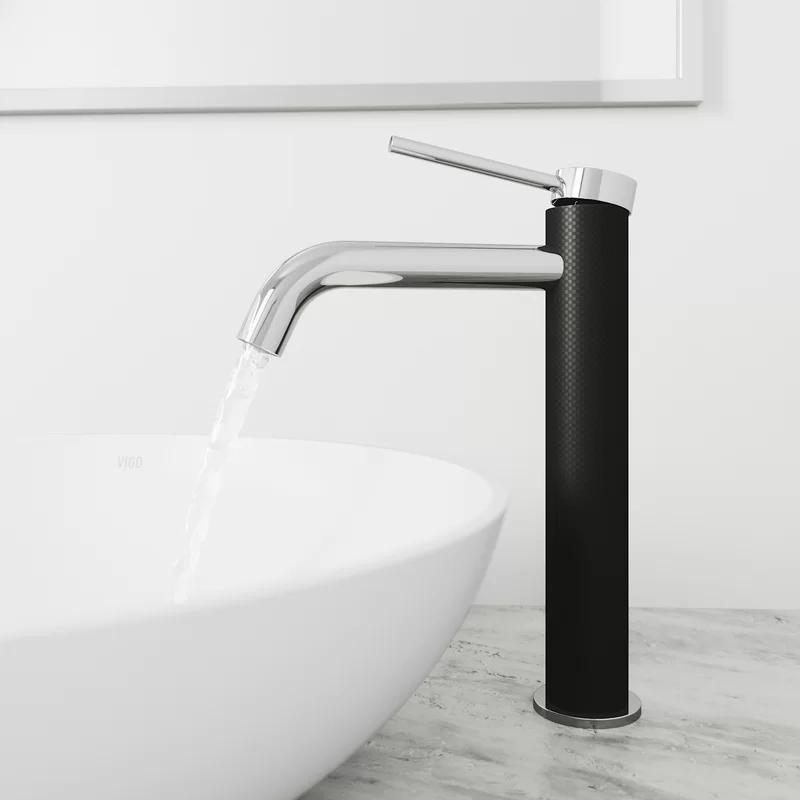Lexington Chrome Single-Hole Vessel Bathroom Faucet with Carbon Fiber