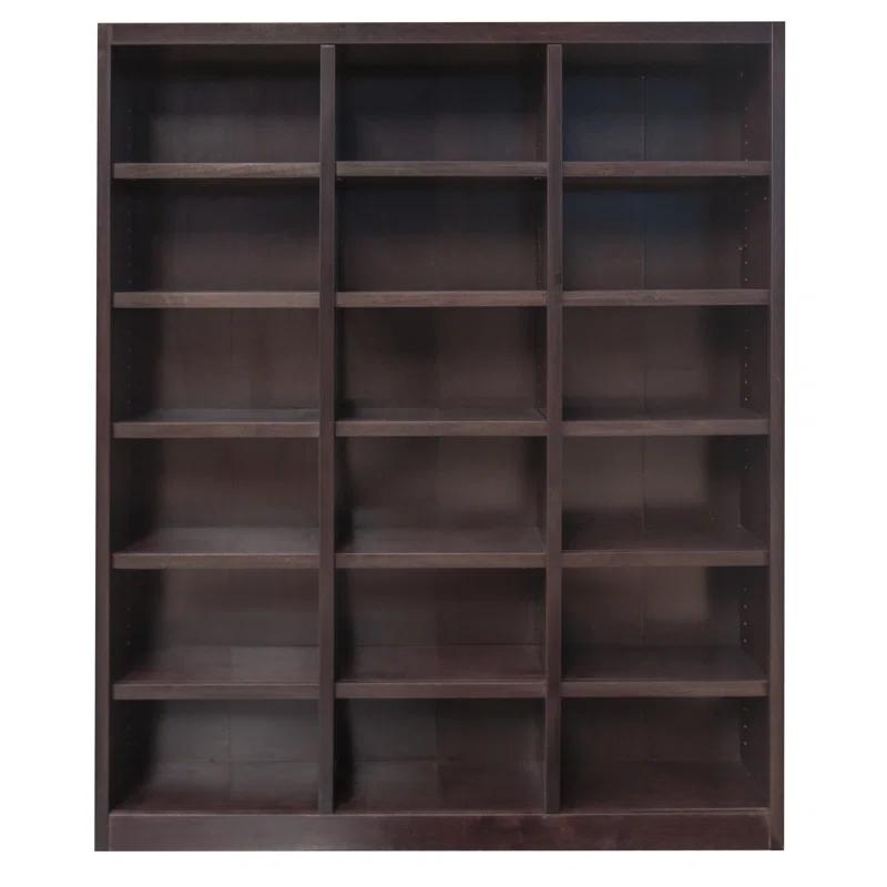 Winston Porter Aliette Triple Wide Wood Bookcase, 18 Bookshelf, 84 inch Tall Storage and Display Bookshelf for Home Office and Living Room