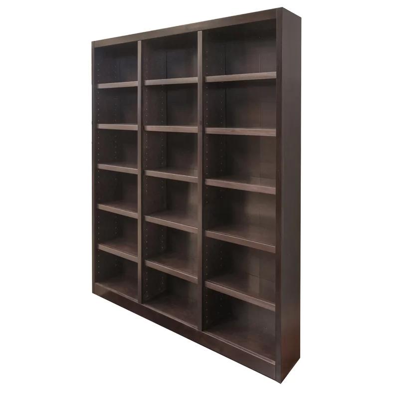 Espresso 84" Tall Adjustable Wood Triple Wide Bookcase