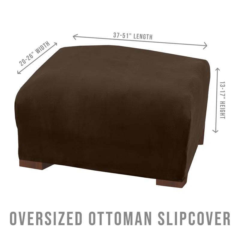 Latitude Run® Velvet Plush Stretch Ottoman Slipcover