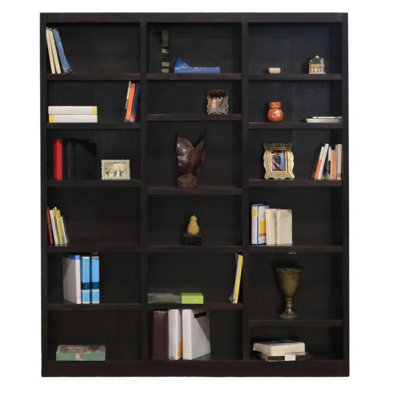 Winston Porter Aliette Triple Wide Wood Bookcase, 18 Bookshelf, 84 inch Tall Storage and Display Bookshelf for Home Office and Living Room
