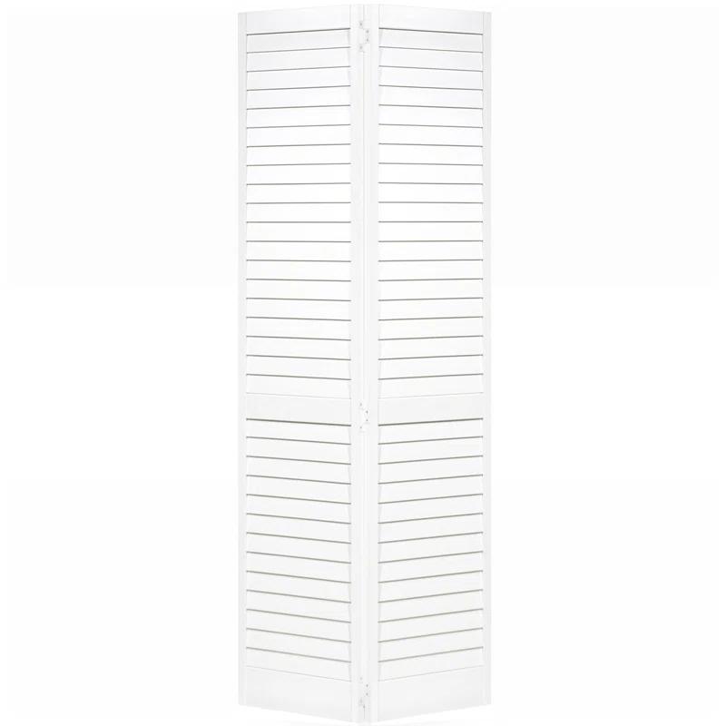 Plantation Wide Louvered Solid Pine Bi-Fold Door in Primed White