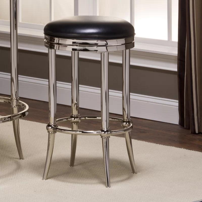 Cadman 26" Matte Nickel Backless Counter Height Swivel Stool