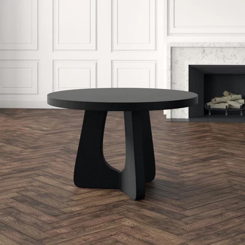 Kumeo 48" Round Light Gray-Dark Brown Mid-Century Modern Dining Table