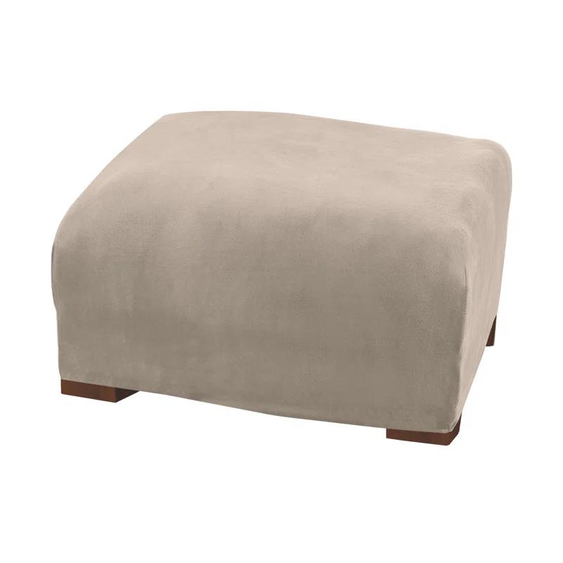 Latitude Run® Velvet Plush Stretch Ottoman Slipcover