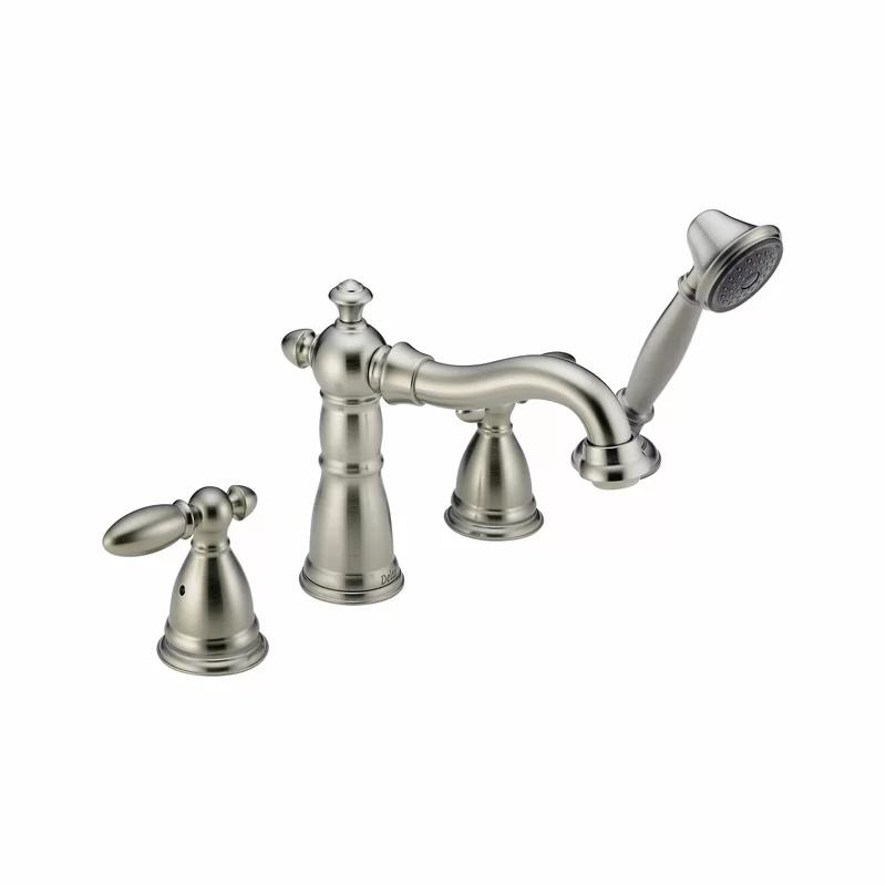 Elegant Contemporary Stainless Steel Widespread Faucet with Handshower