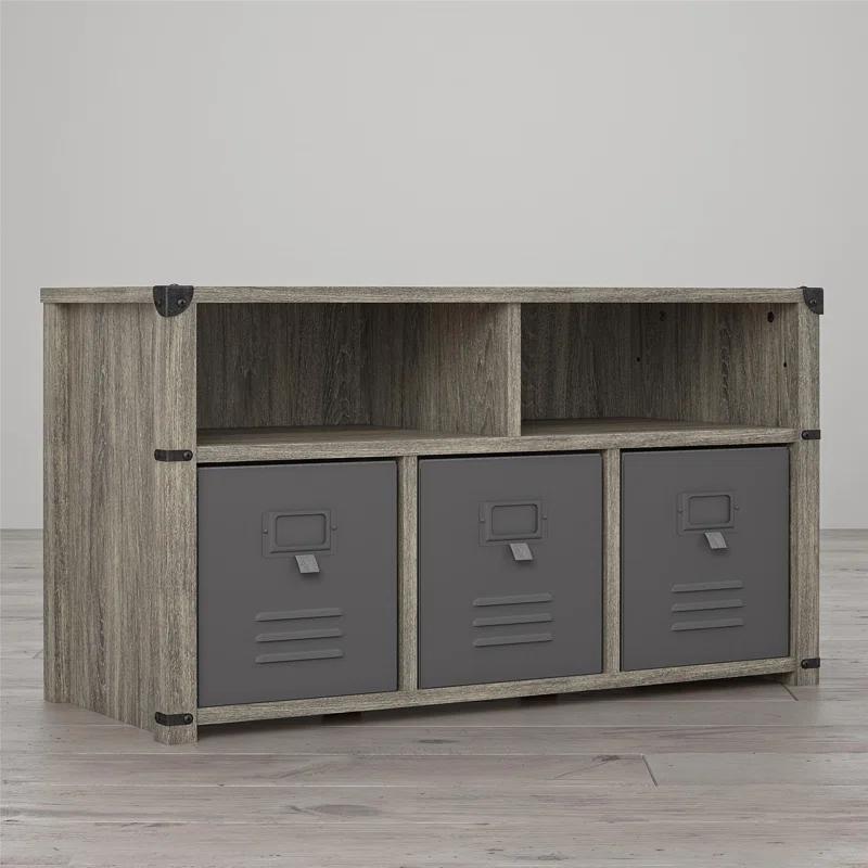 Grey Oak Industrial Nova Bedroom Storage Bench with Metal Accents