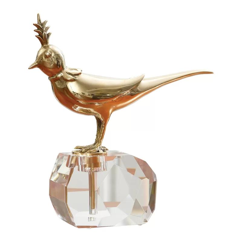 Elegant Brass Bird on Crystal Rock Nursery Decor