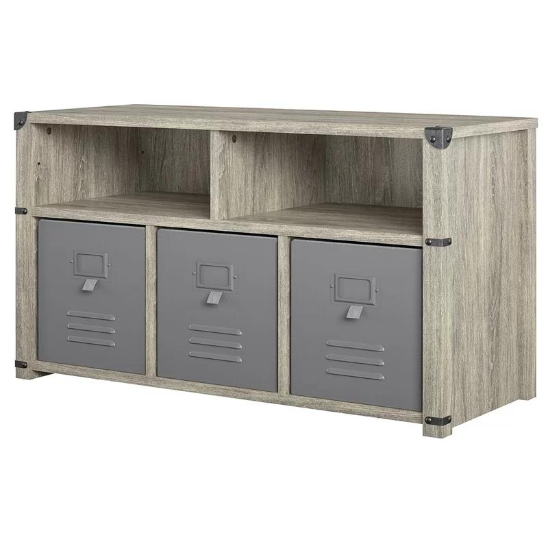 Grey Oak Industrial Nova Bedroom Storage Bench with Metal Accents