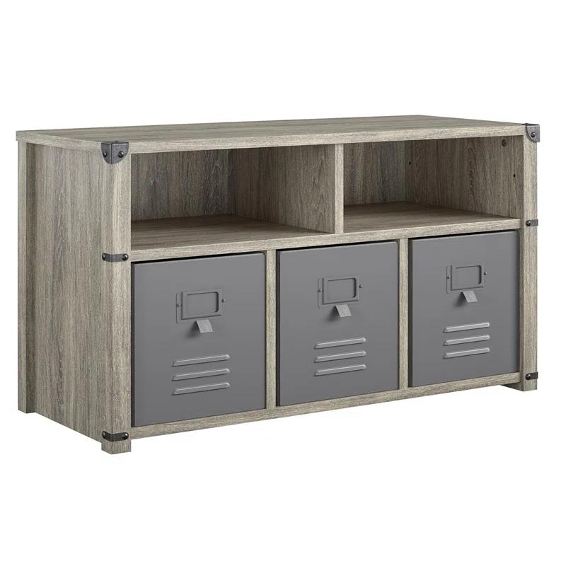 Grey Oak Industrial Nova Bedroom Storage Bench with Metal Accents