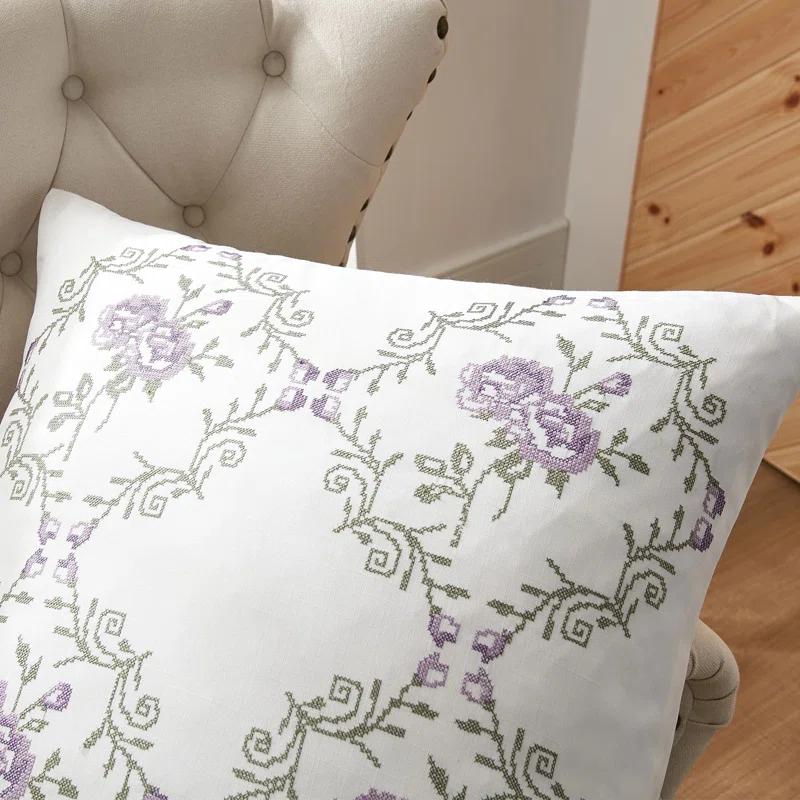Rose Embroidered Pillow Cover (Set of 2)