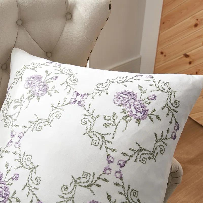 Home Soft Things Rose Embroidered Pillow Cover (Set of 2)