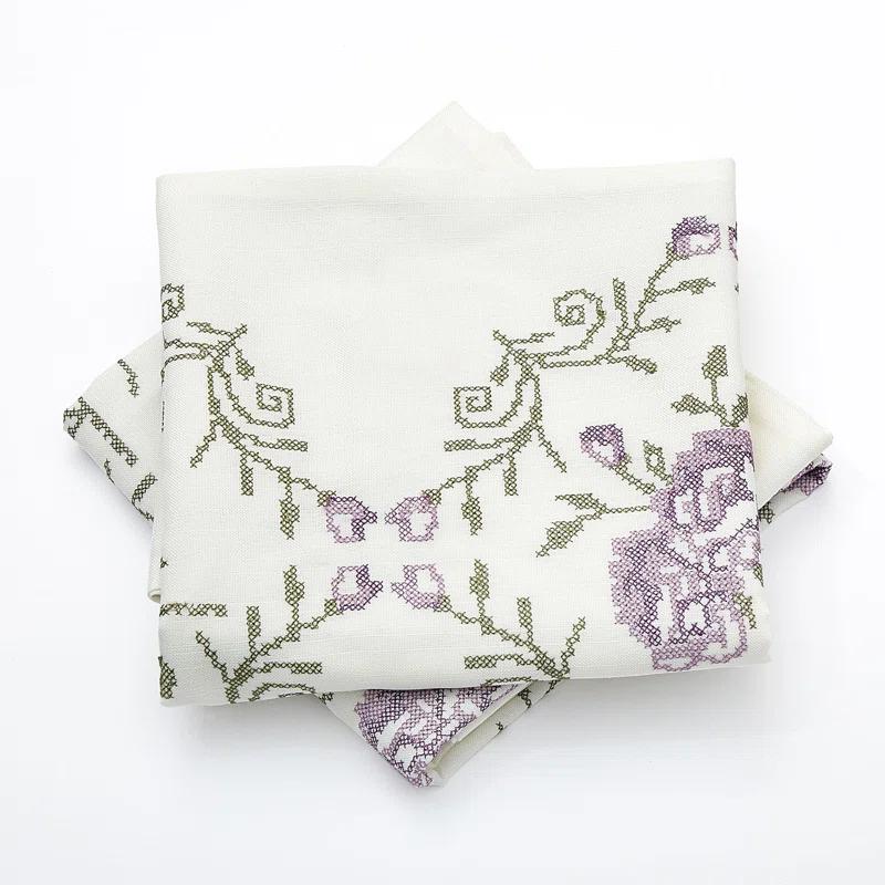 Home Soft Things Rose Embroidered Pillow Cover (Set of 2)