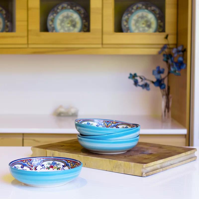 Zanzibar Vibrant Ceramic Pasta Bowl 8.46" - Set of 4