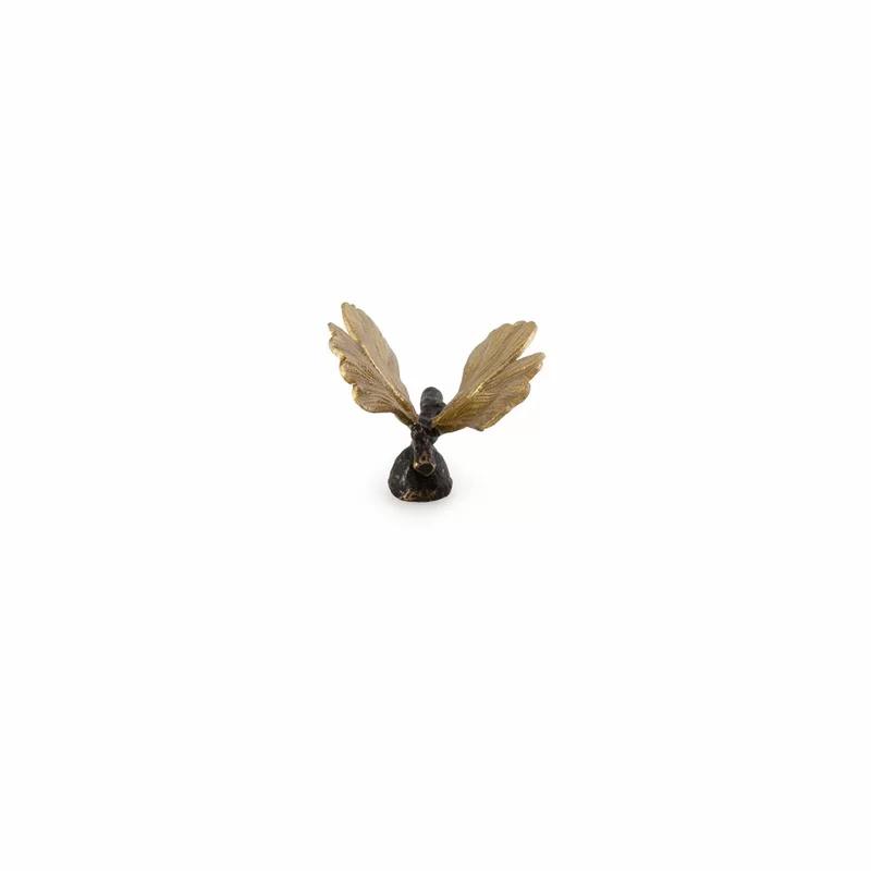 Butterfly Ginkgo Handcrafted Novelty Knob in Gold and Brown