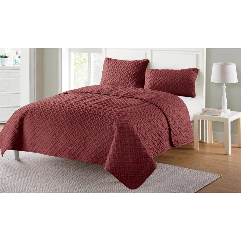 Nina Embossed Basketweave Quilt Set