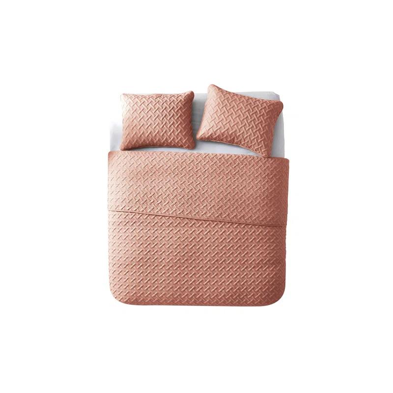 Nina Embossed Basketweave Quilt Set