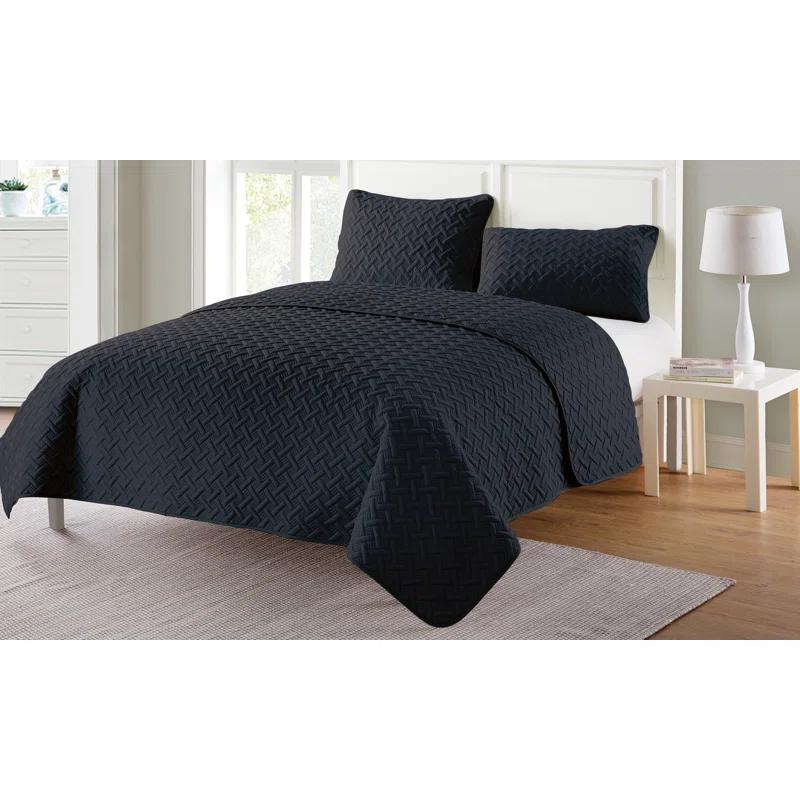 Nina Embossed Basketweave Quilt Set