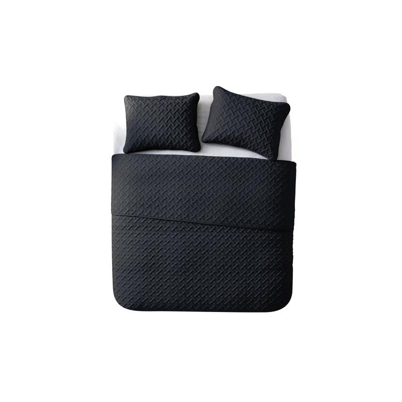 Nina Embossed Basketweave Quilt Set