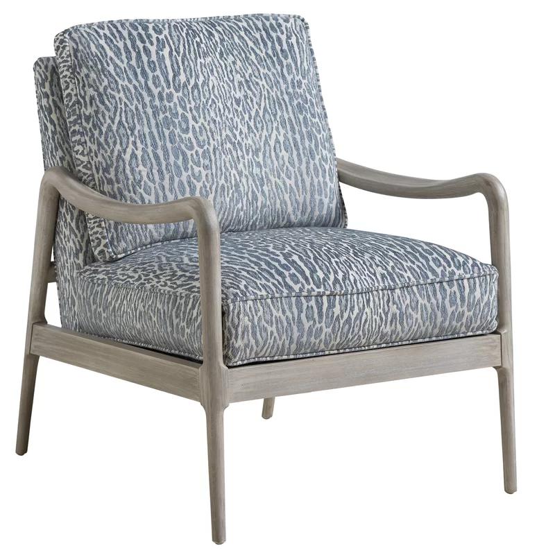 Shell Blue Metal Upholstered Armchair with Down Cushions